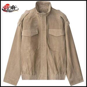 Faux Suede Leather Jacket Vintage High Collar Zip Up Oversized Coat